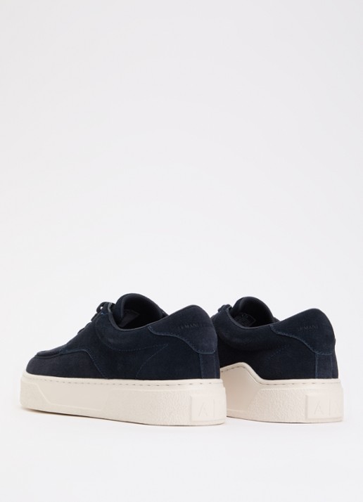 Armani Sneaker van suède  - achterkant 5 donkerblauw