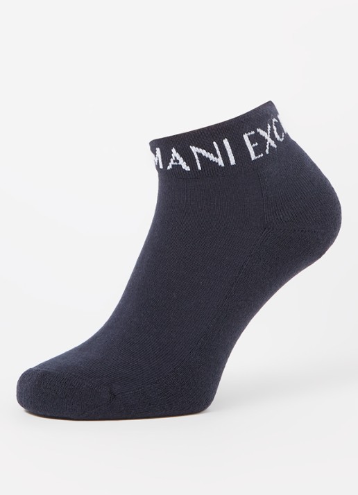 Armani Sneakersokken met logo in 2-pack - detail 3 donkerblauw