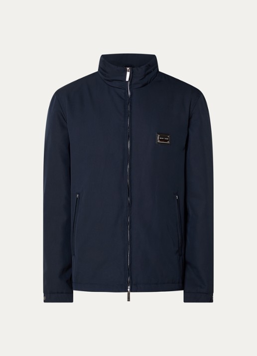 Armani Softshell jack met opbergbare capuchon en ritszakken - voorkant donkerblauw