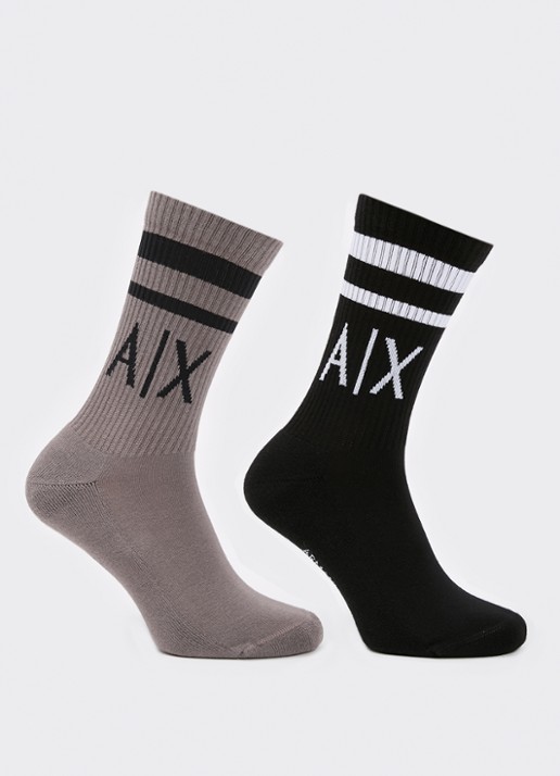 Armani Sokken met logoprint in 2-pack - voorkant 2 zand