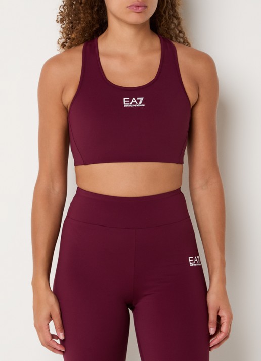 Armani Sport bh met medium support en logo - detail bordeauxrood