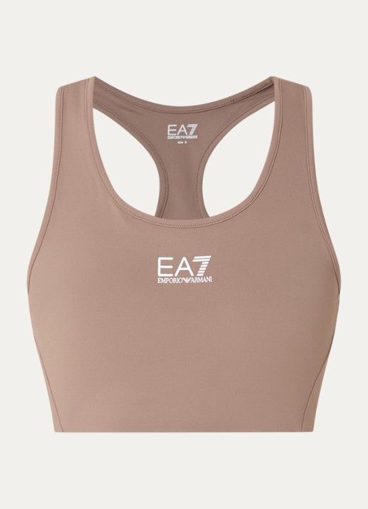 Armani Sport bh met medium support en logo - voorkant 2 taupe