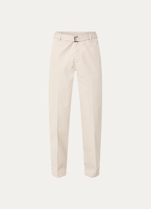 Armani Straight fit chino met ceintuur en steekzakken - voorkant beige