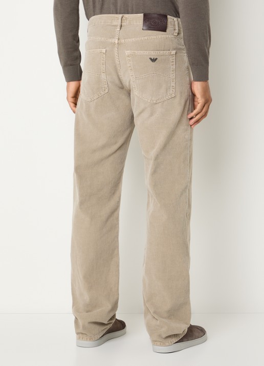 Armani Straight fit chino van corduroy  - achterkant 5 beige