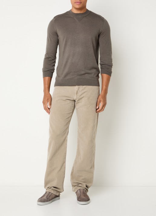 Armani Straight fit chino van corduroy  - voorkant 2 beige