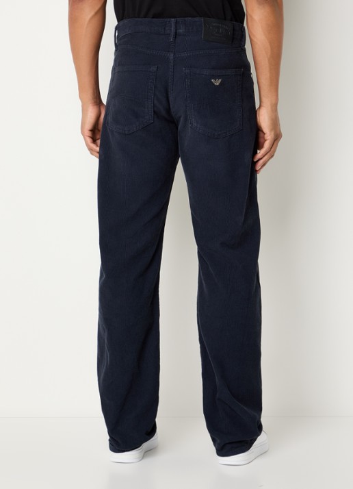 Armani Straight fit chino van corduroy  - achterkant 5 donkerblauw