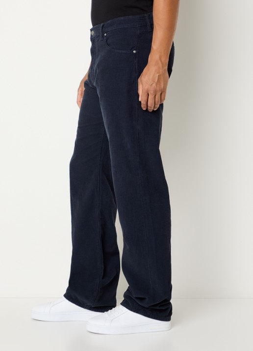 Armani Straight fit chino van corduroy  - detail 4 donkerblauw
