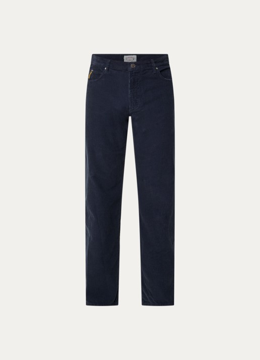 Armani Straight fit chino van corduroy  - voorkant donkerblauw