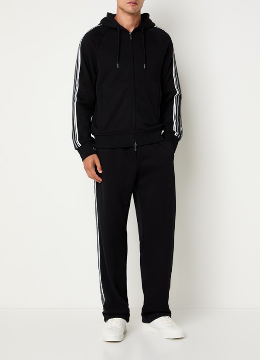 Armani Straight fit joggingbroek met logoborduring en steekzakken - voorkant 5 zwart