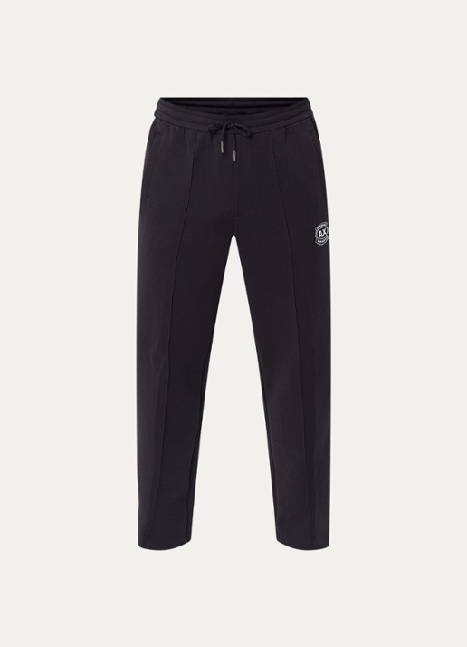 Armani Straight fit joggingsbroek met logoborduring en steekzakken - voorkant 2 donkerblauw