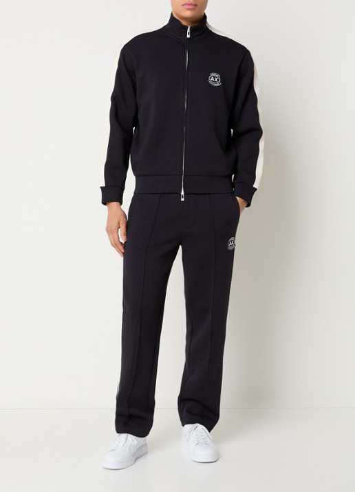 Armani Straight fit joggingsbroek met logoborduring en steekzakken - voorkant 3 donkerblauw