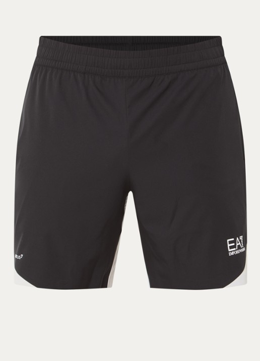 Armani Straight fit korte broek met logo en steekzakken - voorkant zwart