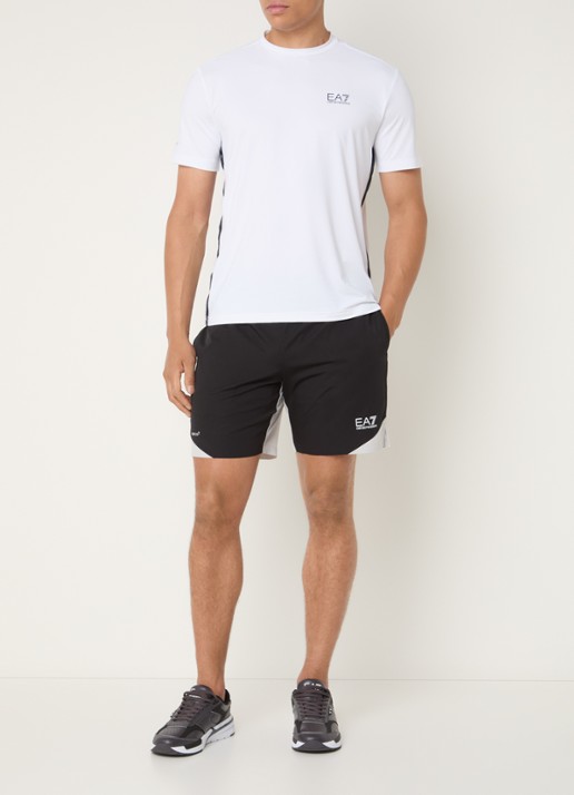 Armani Straight fit korte broek met logo en steekzakken - voorkant 2 zwart