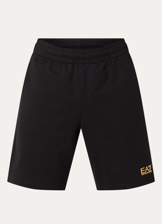 Armani Straight fit korte broek met logo en steekzakken - voorkant 3 zwart