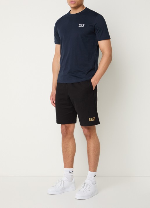Armani Straight fit korte broek met logo en steekzakken - voorkant 4 zwart