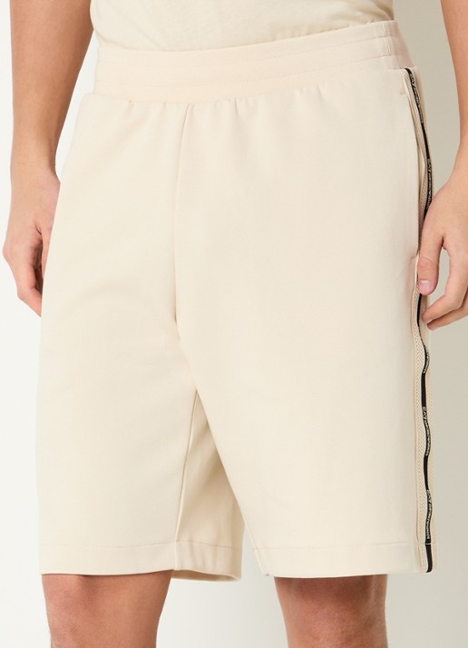 Armani Straight fit korte broek met logo - detail gebroken wit