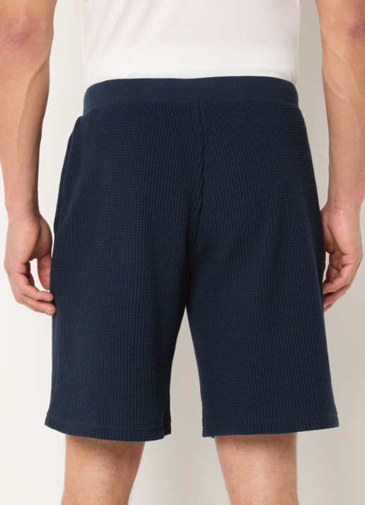 Armani Straight fit korte broek met trekkoord en steekzakken - achterkant 3 donkerblauw