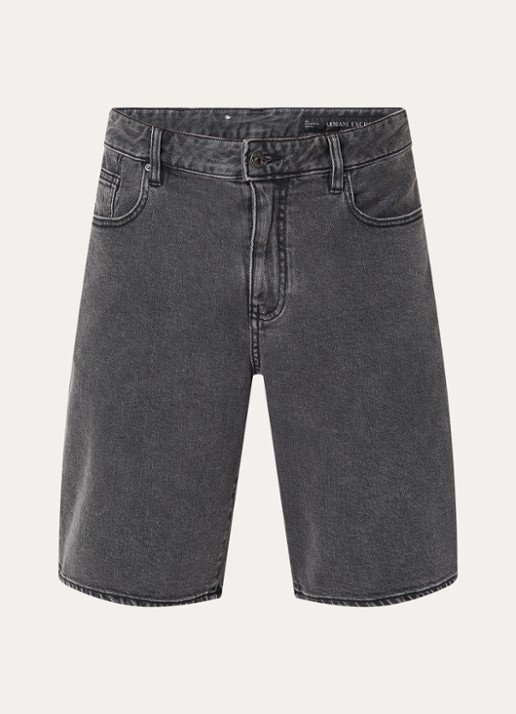 Armani Straight fit korte broek van denim met gekleurde wassing - voorkant 2 grijs
