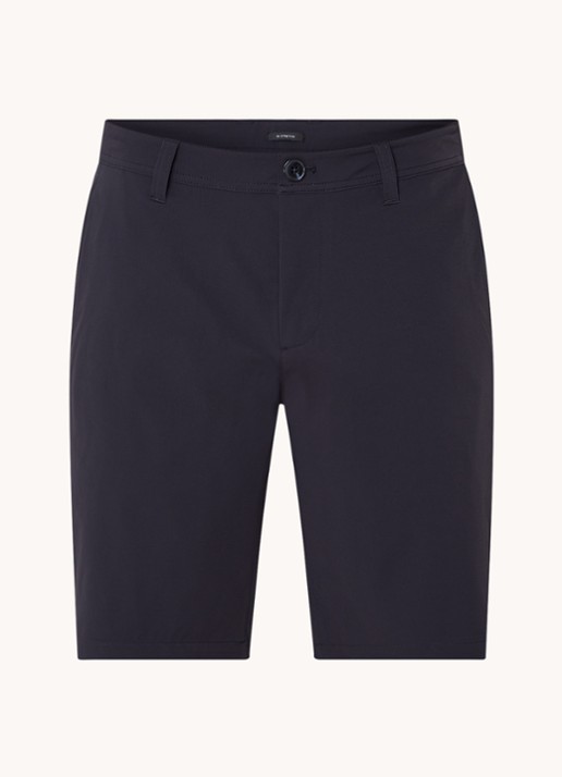 Armani Straight fit korte chino met stretch en steekzakken - voorkant donkerblauw