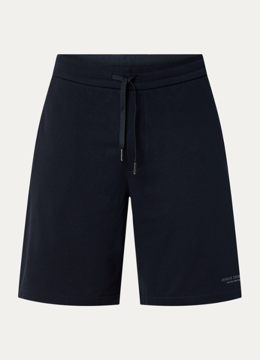 Armani Straight fit korte joggingbroek met logo - voorkant 3 donkerblauw