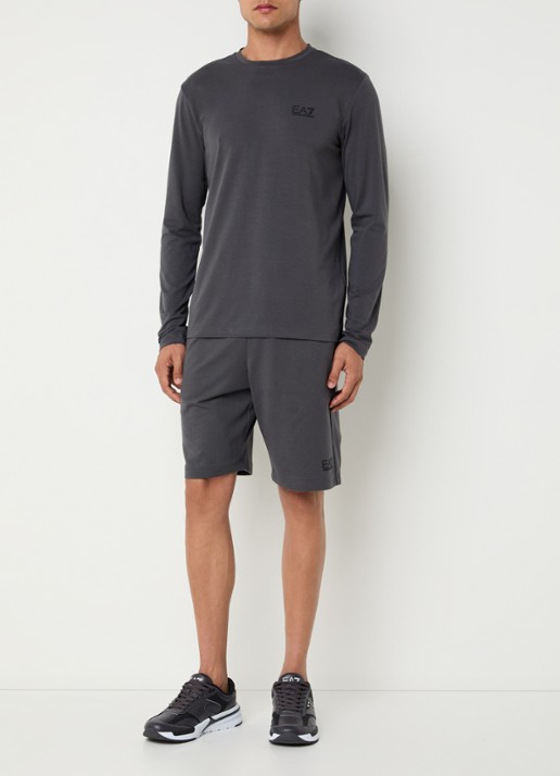 Armani Straight fit korte joggingbroek met logo  - voorkant 4 donkergrijs