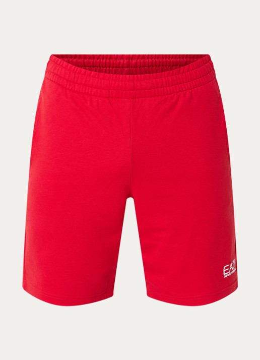 Armani Straight fit korte joggingbroek met logo  - voorkant donkerrood
