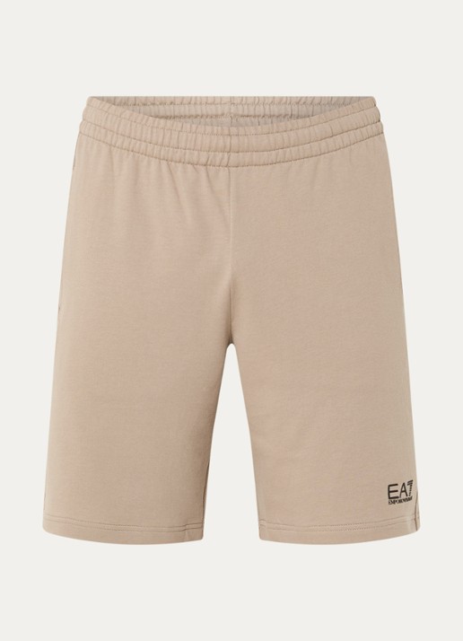 Armani Straight fit korte joggingbroek met logo  - voorkant beige