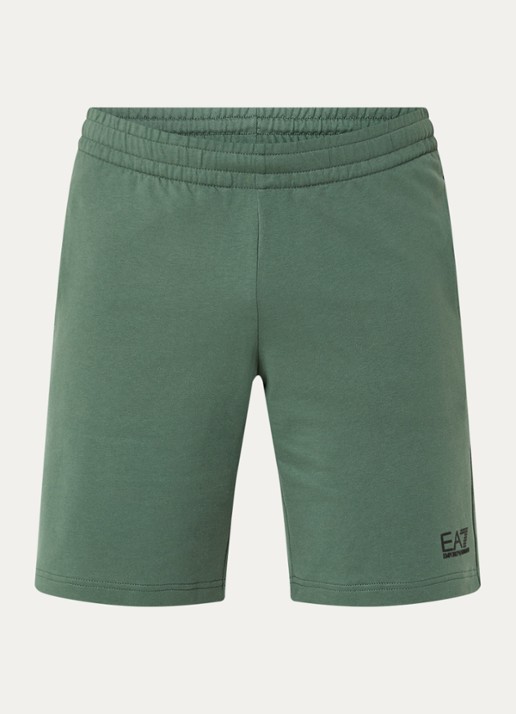 Armani Straight fit korte joggingbroek met logo  - voorkant 2 legergroen