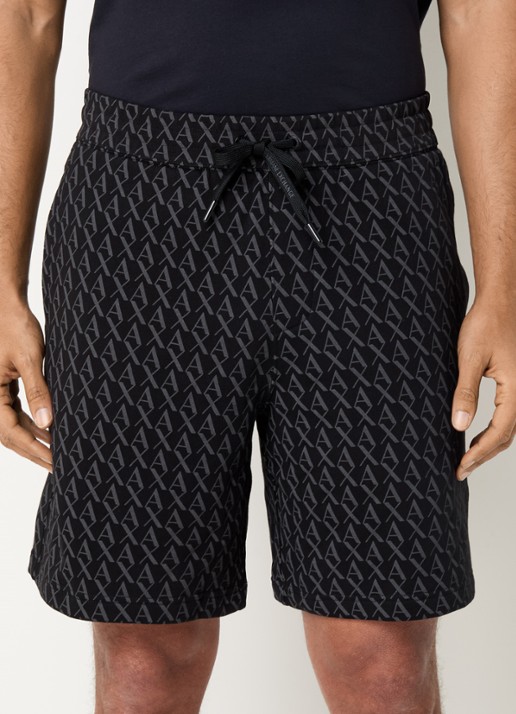 Armani Straight fit korte joggingbroek met logoprint en trekkoord