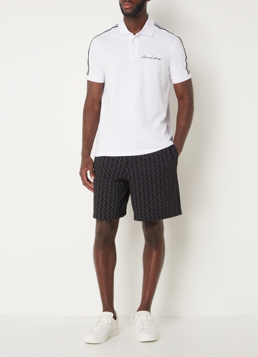 Armani Straight fit korte joggingbroek met logoprint - voorkant 4 zwart