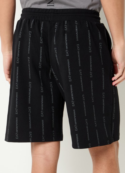 Armani Straight fit korte joggingbroek met logoprint - achterkant zwart