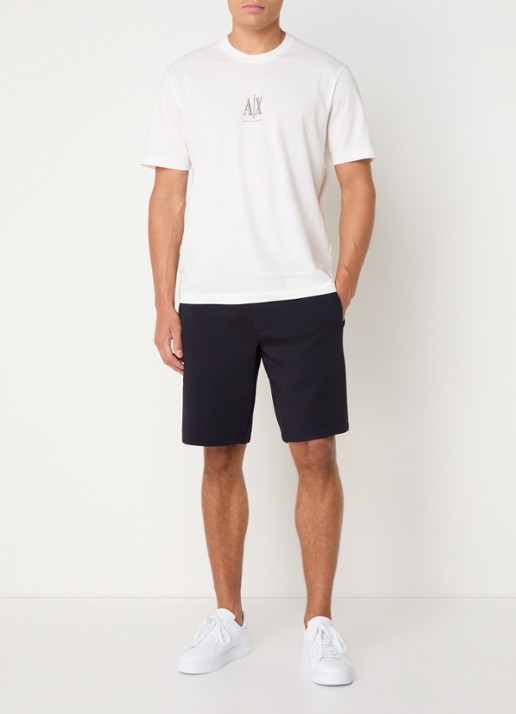 Armani Straight fit korte joggingbroek met steekzakken - voorkant 4 donkerblauw