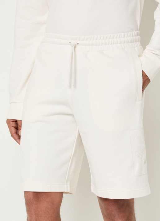 Armani Straight fit korte joggingsbroek met logo en steekzakken - detail 4 wit