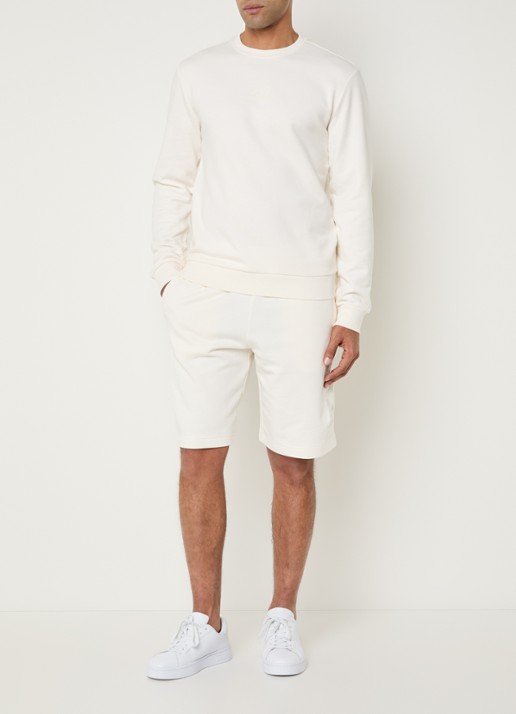 Armani Straight fit korte joggingsbroek met logo en steekzakken - voorkant 3 wit