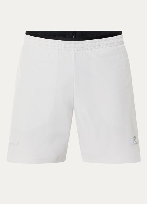 Armani Straight fit korte trainingsbroek met steekzakken - voorkant 3 lichtgrijs
