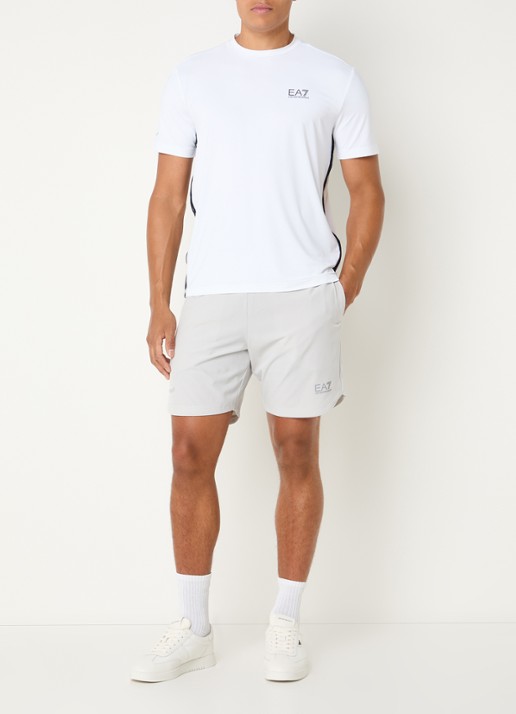 Armani Straight fit korte trainingsbroek met steekzakken - voorkant 4 lichtgrijs
