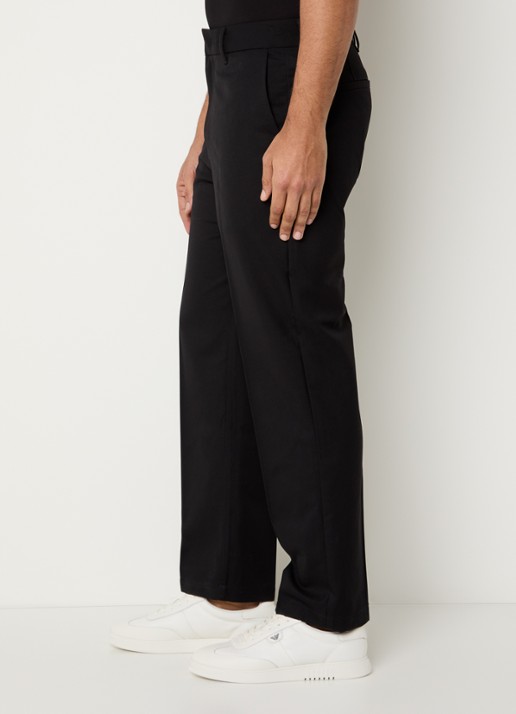 Armani Straight fit pantalon in wolblend met steekzakken - detail 4 zwart