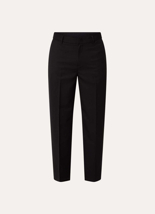 Armani Straight fit pantalon in wolblend met steekzakken - voorkant zwart