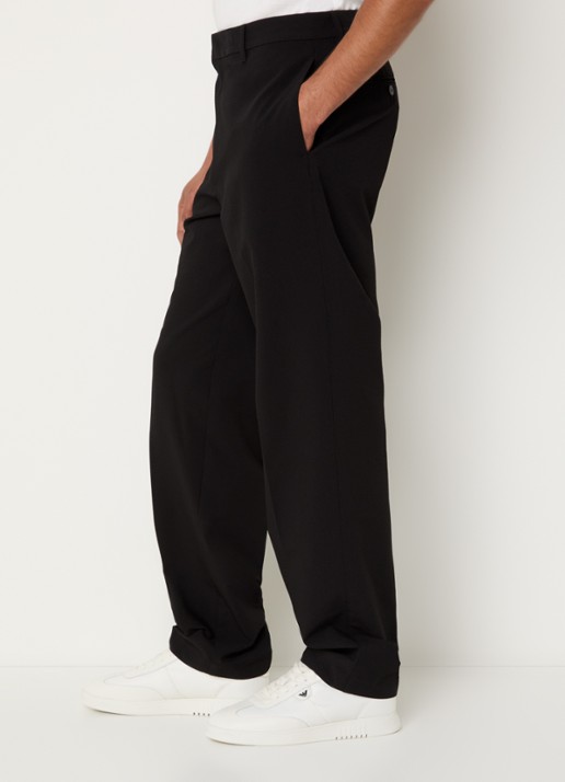 Armani Straight fit pantalon met steekzakken - detail 3 zwart