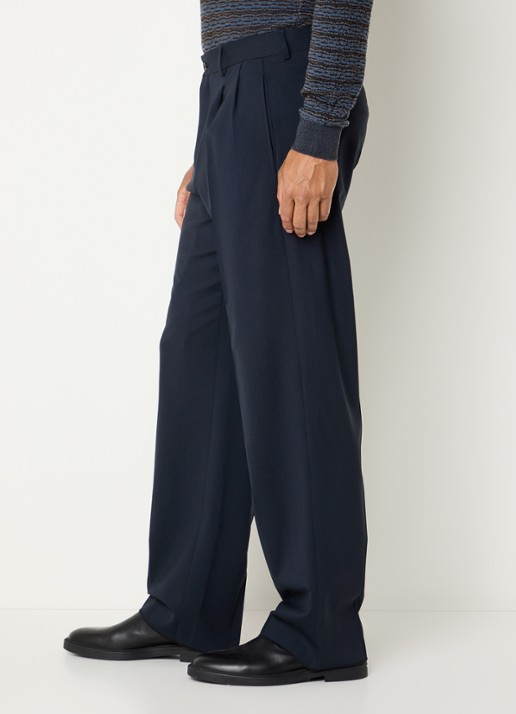 Armani Straight fit pantalon met steekzakken - detail 4 donkerblauw
