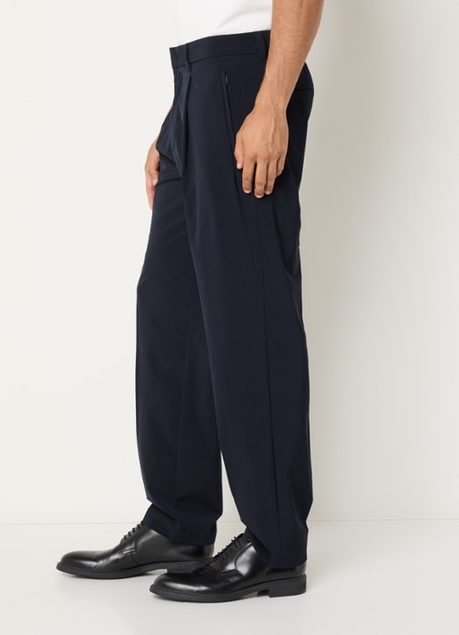 Armani Straight fit pantalon met steekzakken - detail 5 donkerblauw
