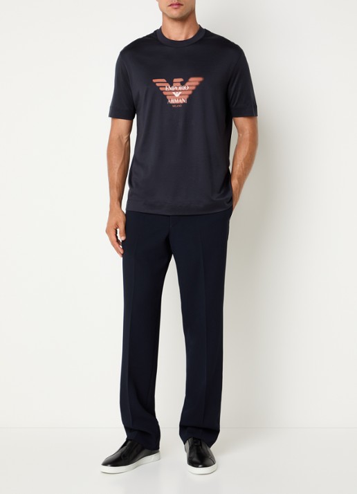 Armani Straight fit pantalon met structuur - voorkant 4 antraciet