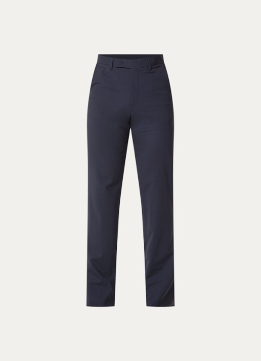 Armani Straight fit pantalon van scheerwol met steekzakken - voorkant 4 donkerblauw