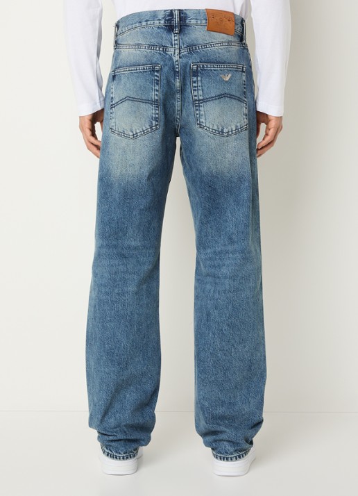Armani Straight leg jeans met donkere wassing - achterkant blauw