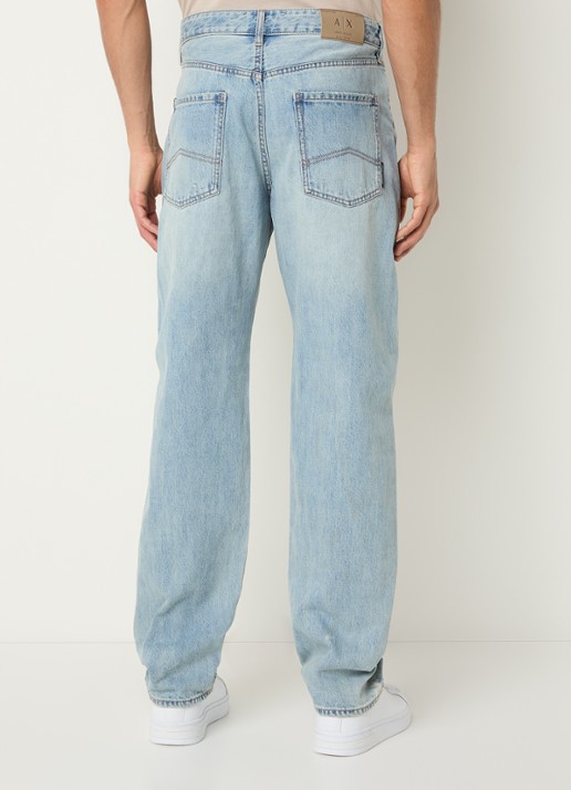 Armani Straight leg jeans met lichte wassing - achterkant indigo