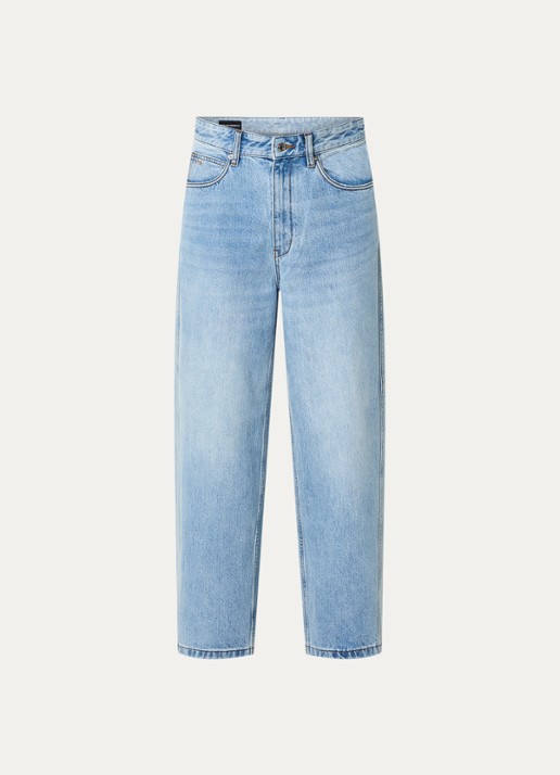 Armani Straight leg jeans met lichte wassing - voorkant lichtblauw