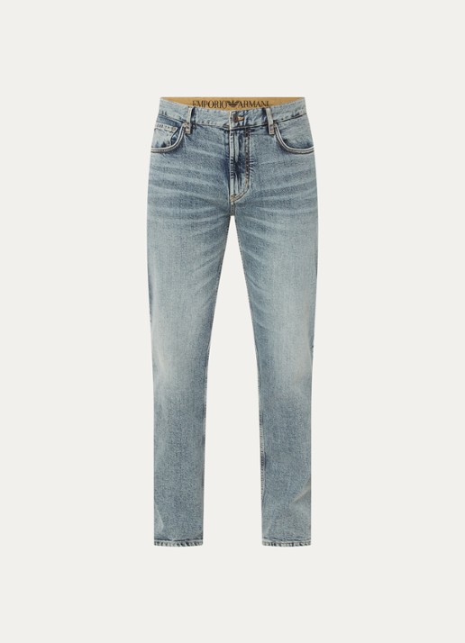 Armani Straight leg jeans met medium wassing - voorkant 4 indigo