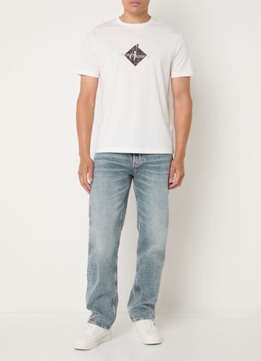 Armani Straight leg jeans met medium wassing - voorkant 5 indigo