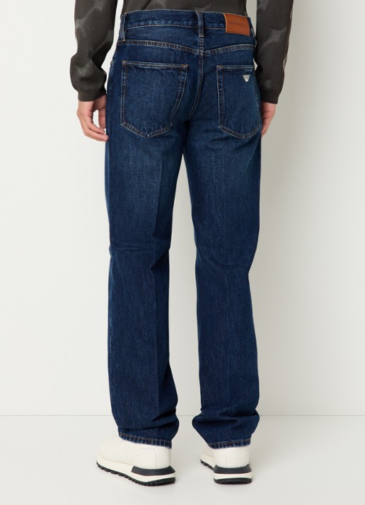 Armani Straight leg jeans met steekzakken - achterkant staalblauw