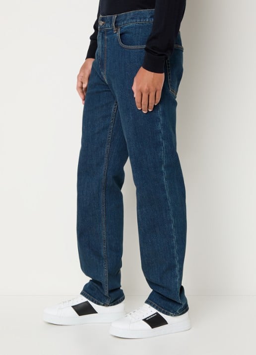Armani Straight leg jeans met steekzakken - detail 5 kobaltblauw